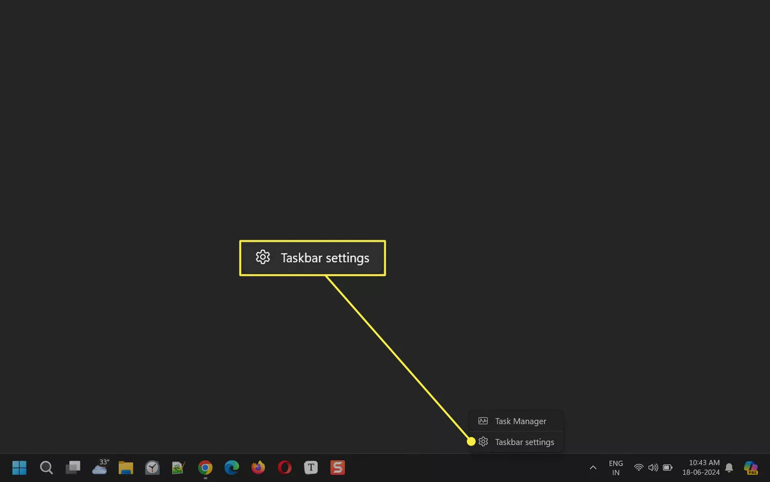 The "Taskbar settings" option in Windows 11