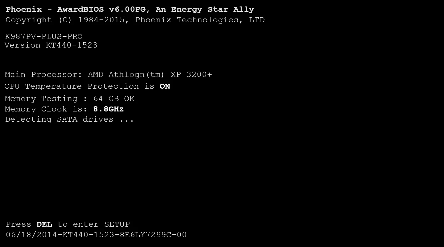 POST screen example showing a BIOS version number